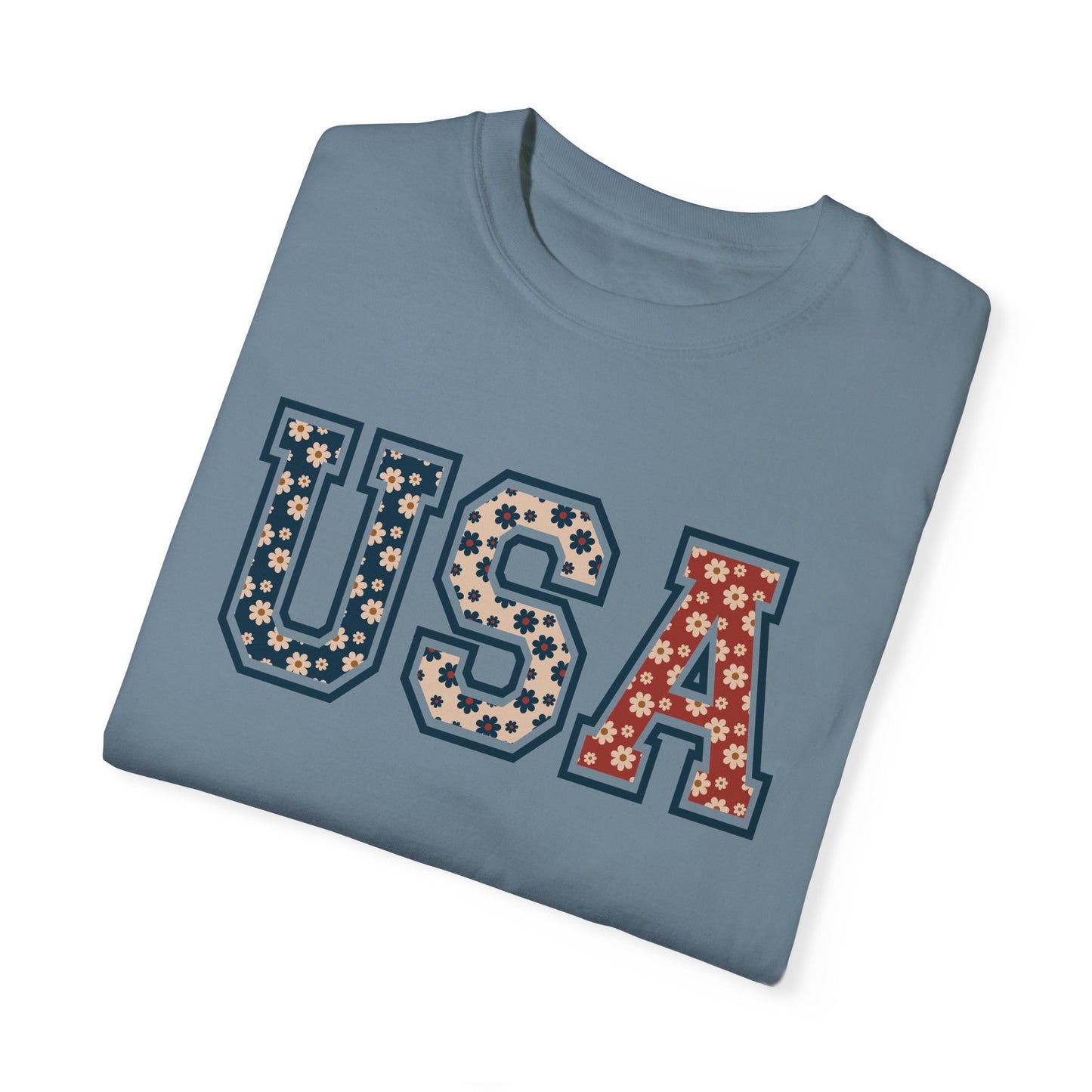 USA Patriotic Floral T-Shirt