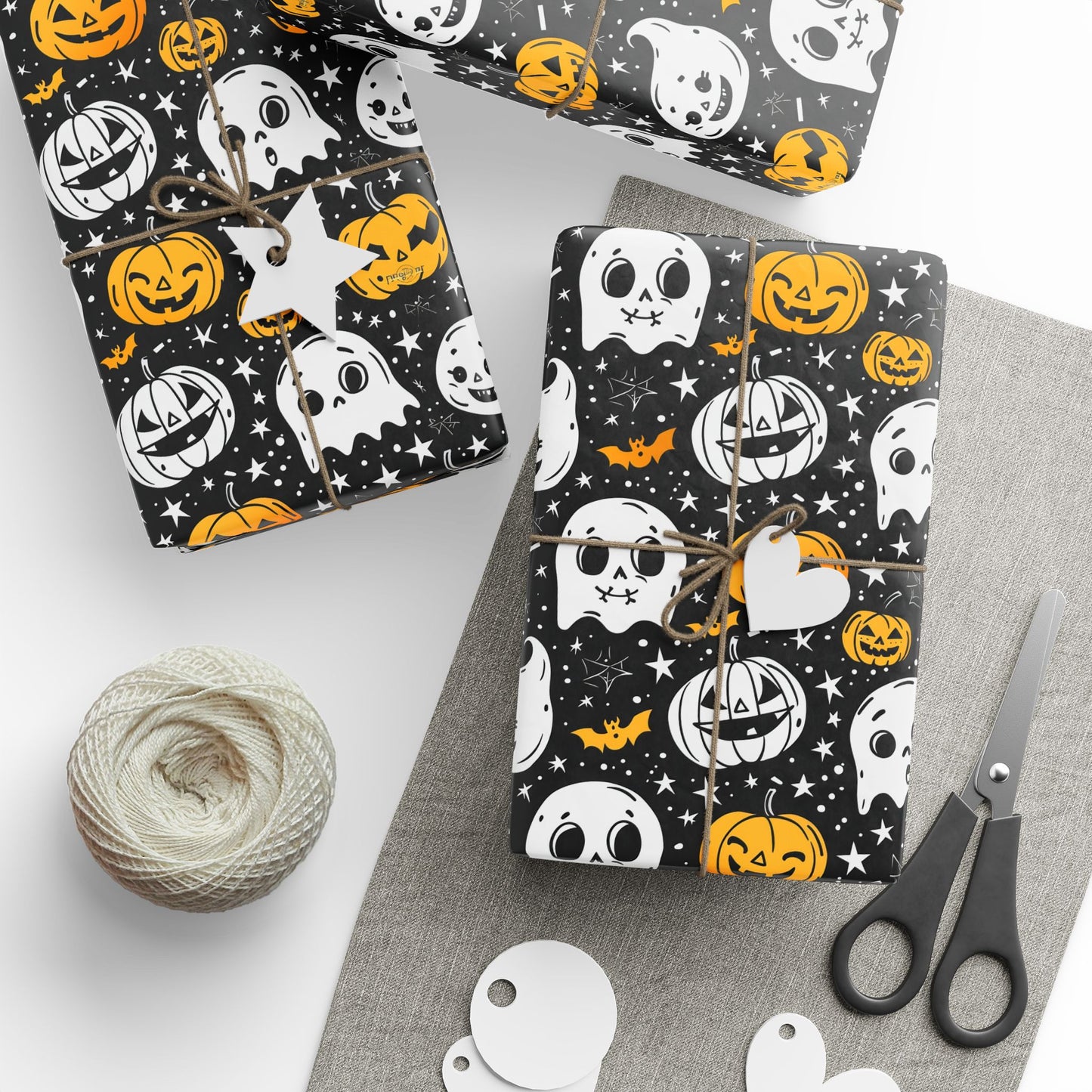 Pumpkins and Ghosts Halloween Wrapping Paper