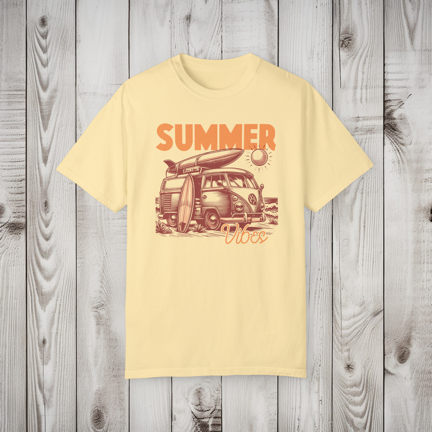 Summer Vibes VW Bus Surfing Vintage Graphic T-Shirt, Gift For Her, Gift For Him, Vacation Shirt