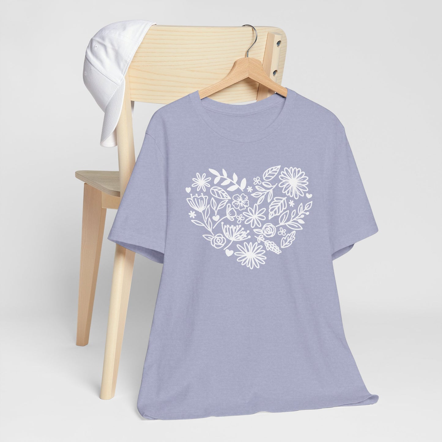 Flower Heart T-Shirt Floral, Botanical Shirt, Love Tee, Wildflowers