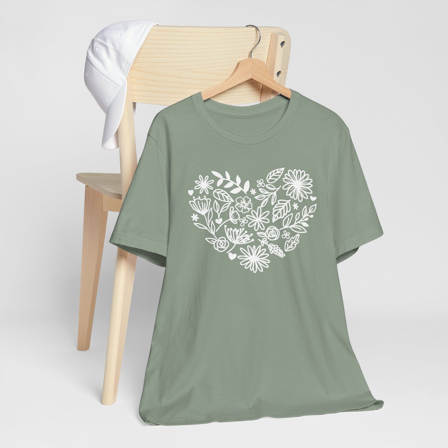 Flower Heart T-Shirt Floral, Botanical Shirt, Love Tee, Wildflowers