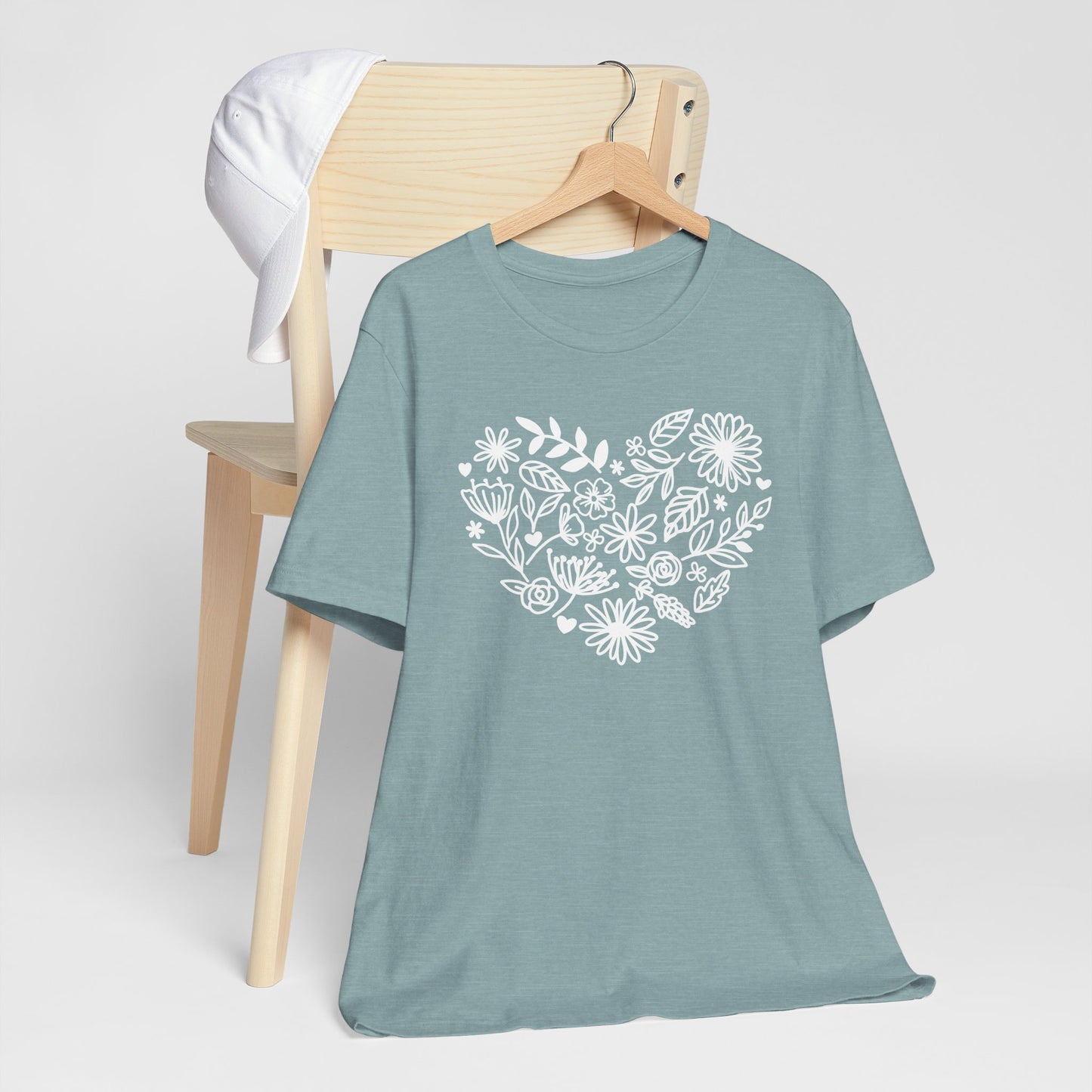 Flower Heart T-Shirt Floral, Botanical Shirt, Love Tee, Wildflowers