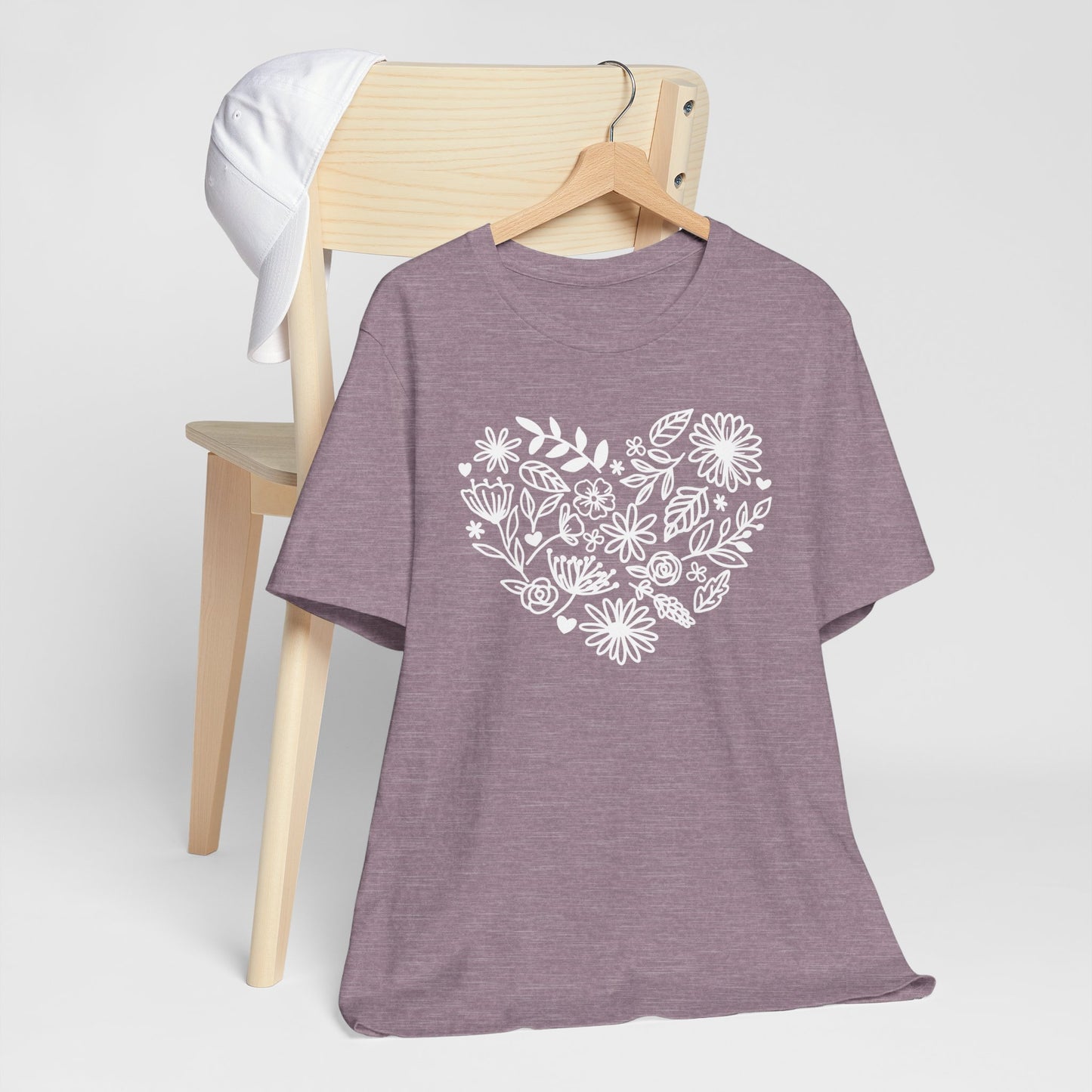Flower Heart T-Shirt Floral, Botanical Shirt, Love Tee, Wildflowers