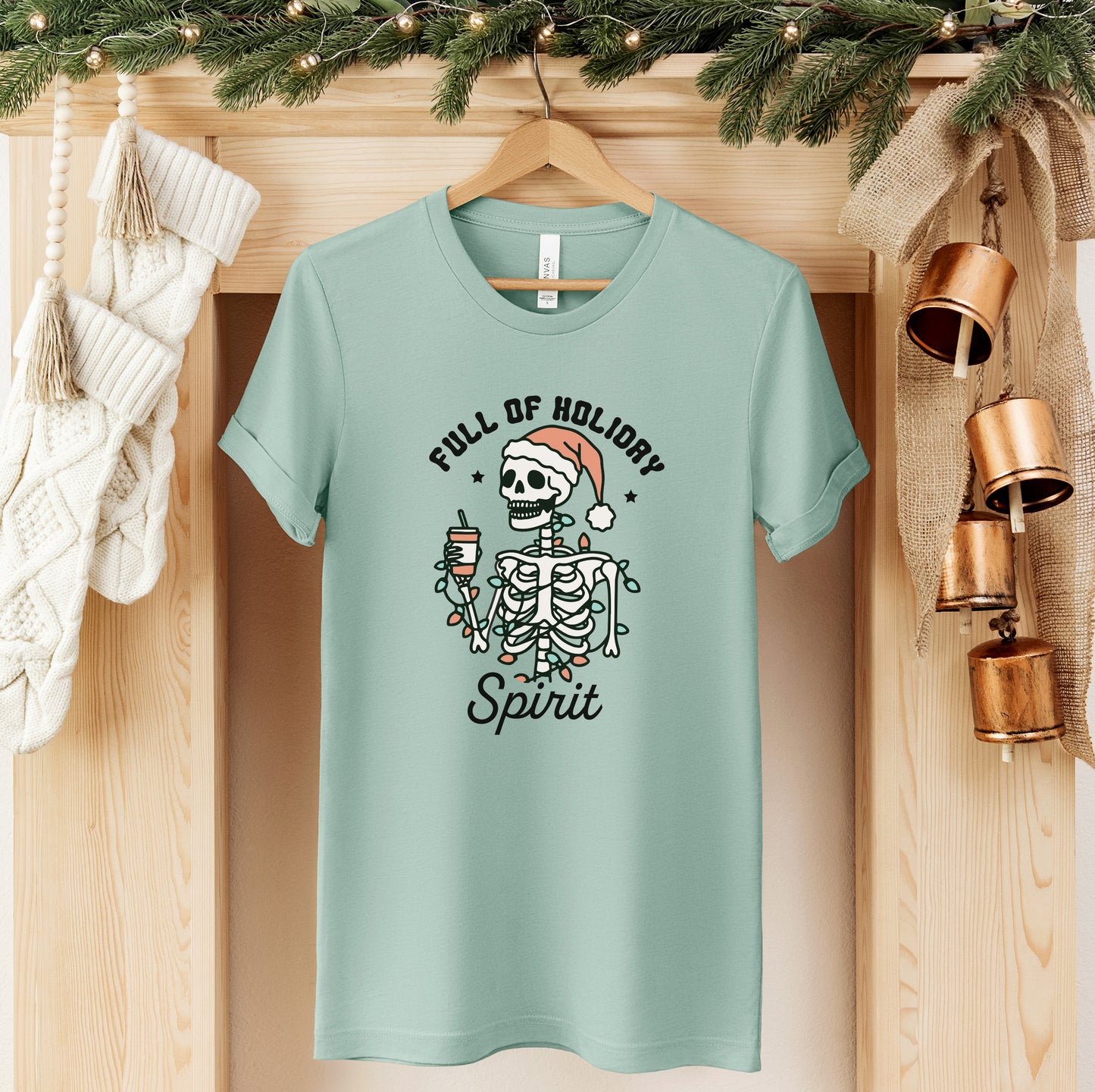 Full of Holiday Spirit Skeleton Tee