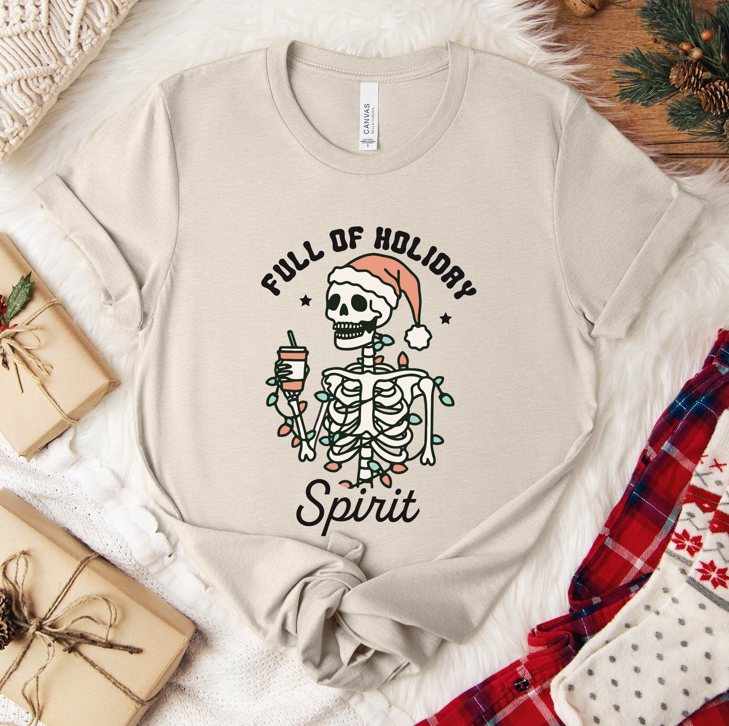 Full of Holiday Spirit Skeleton Tee