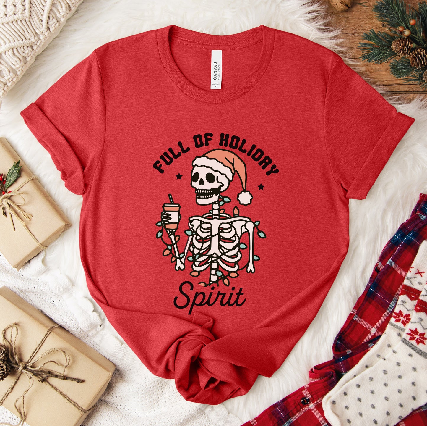 Full of Holiday Spirit Skeleton Tee