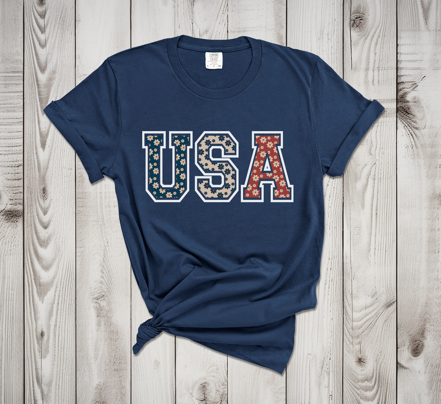 USA Patriotic Floral T-Shirt