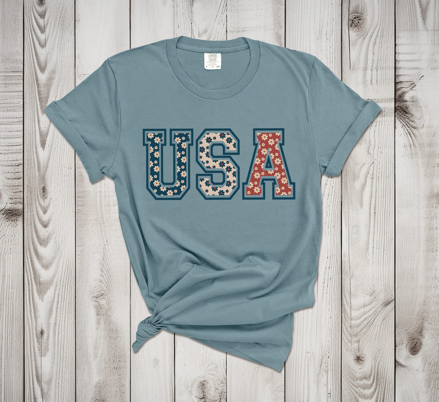 USA Patriotic Floral T-Shirt