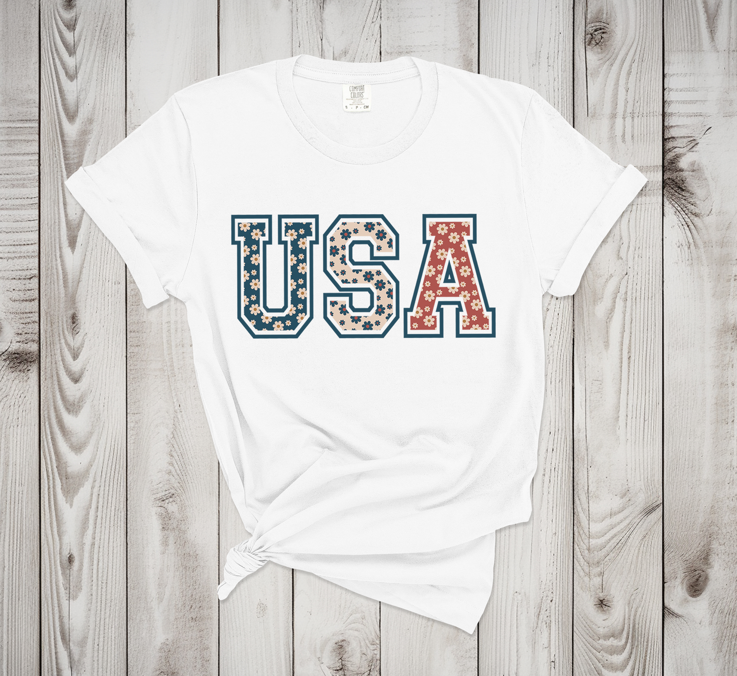 USA Patriotic Floral T-Shirt