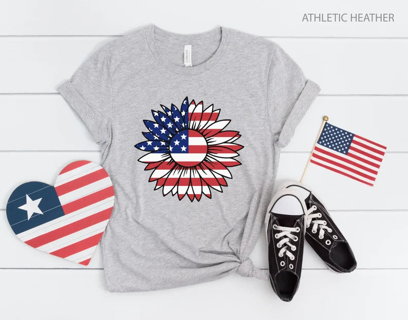 Patriotic Sunflower T-Shirt, 4th of July, America shirt, Independence Day