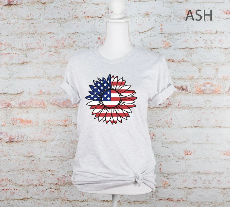 Patriotic Sunflower T-Shirt, 4th of July, America shirt, Independence Day