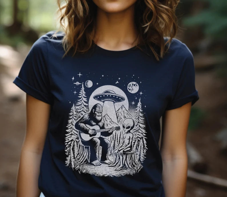 Bigfoot & Aliens T-Shirt, Funny Shirt