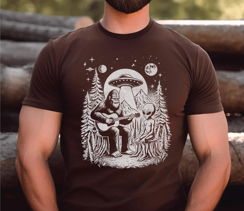Bigfoot & Aliens T-Shirt, Funny Shirt