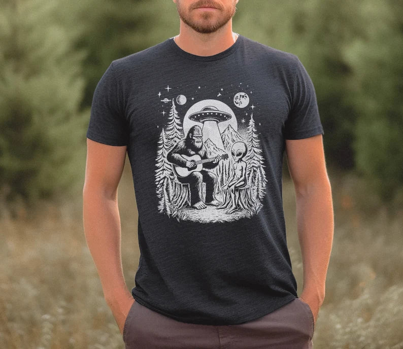 Bigfoot & Aliens T-Shirt, Funny Shirt