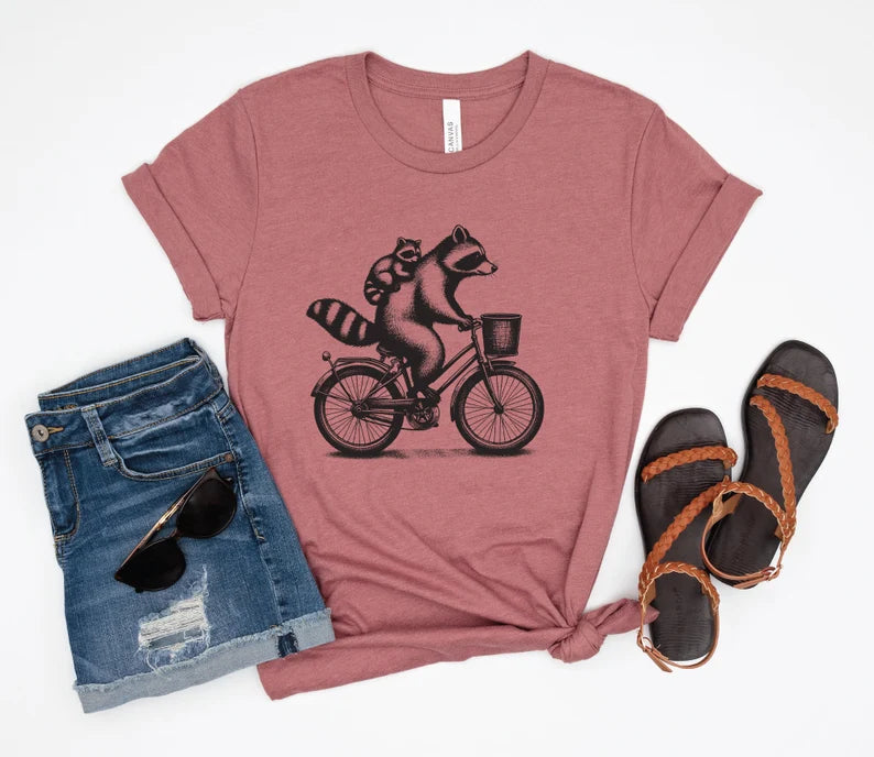 Raccoon On A Bicycle T-Shirt