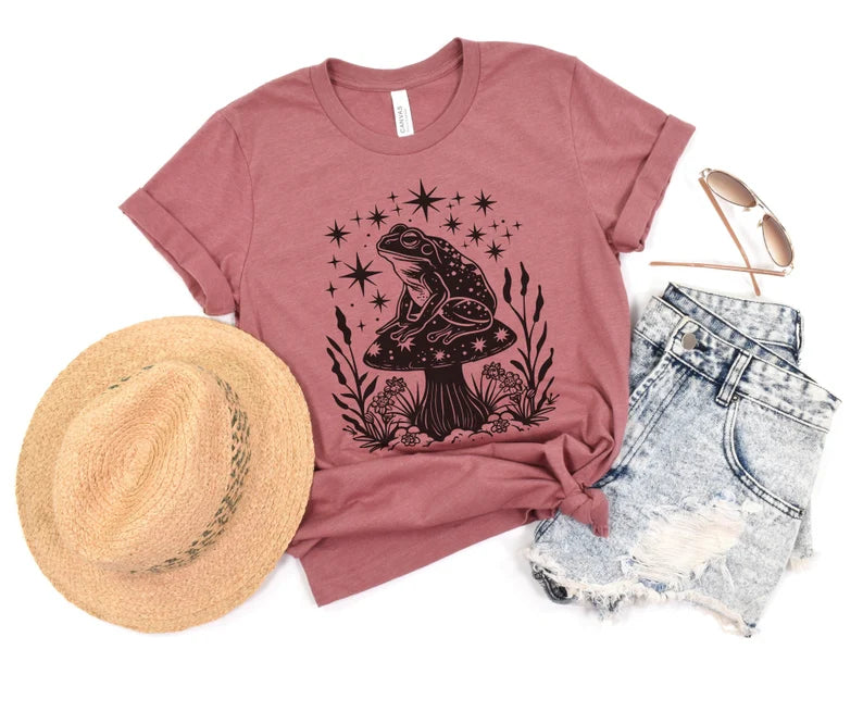 Celestial Frog & Mushroom T-Shirt