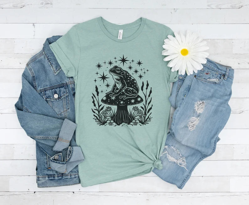 Celestial Frog & Mushroom T-Shirt