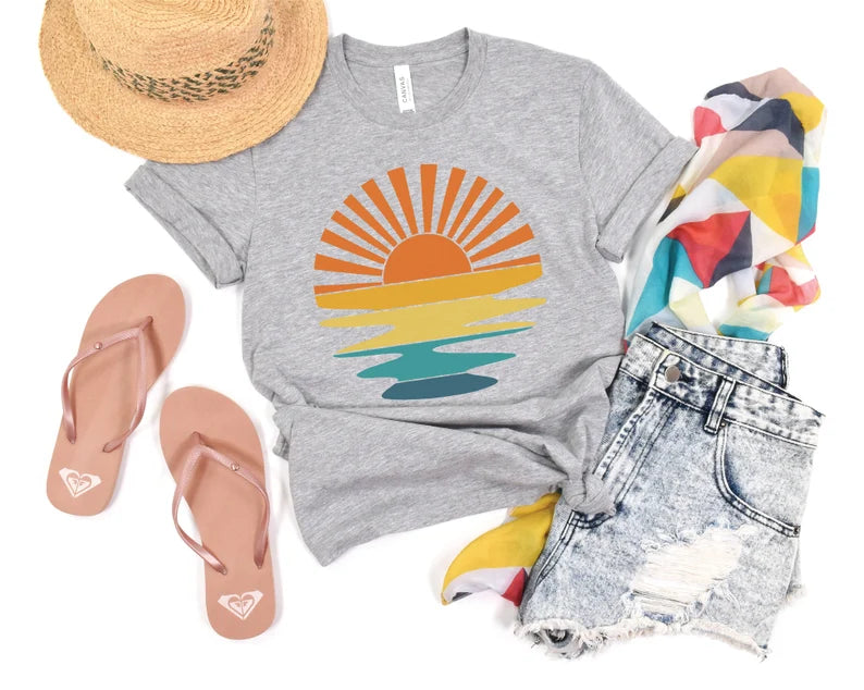 Retro Sunset Rays T-Shirt