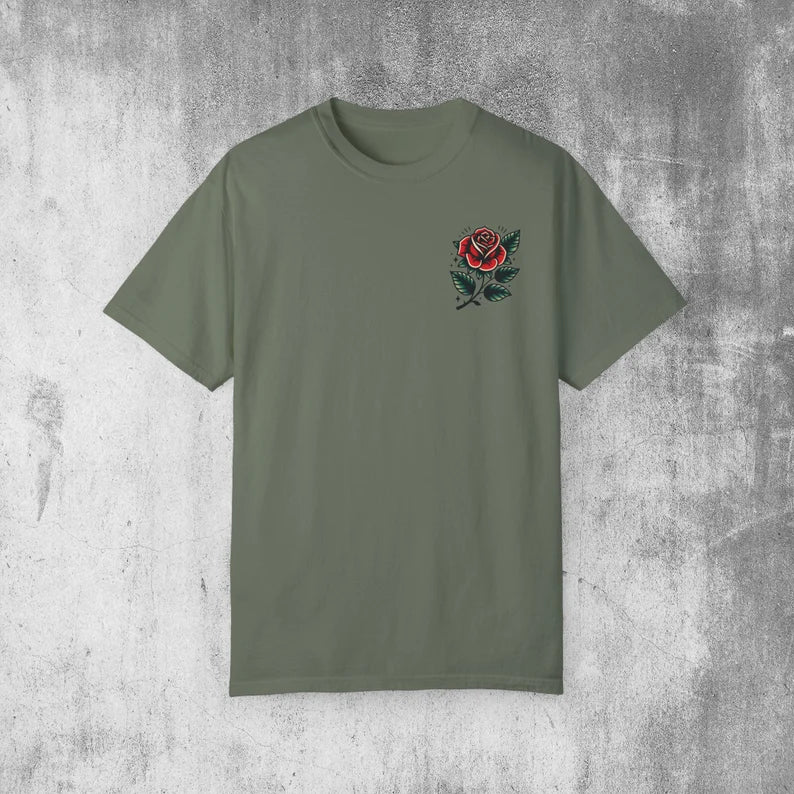 Tattoo Rose Vintage Style Shirt, Floral, Unisex, Retro Tattoo Shirt, Tattoo Top, Old School Tattoo T-Shirt