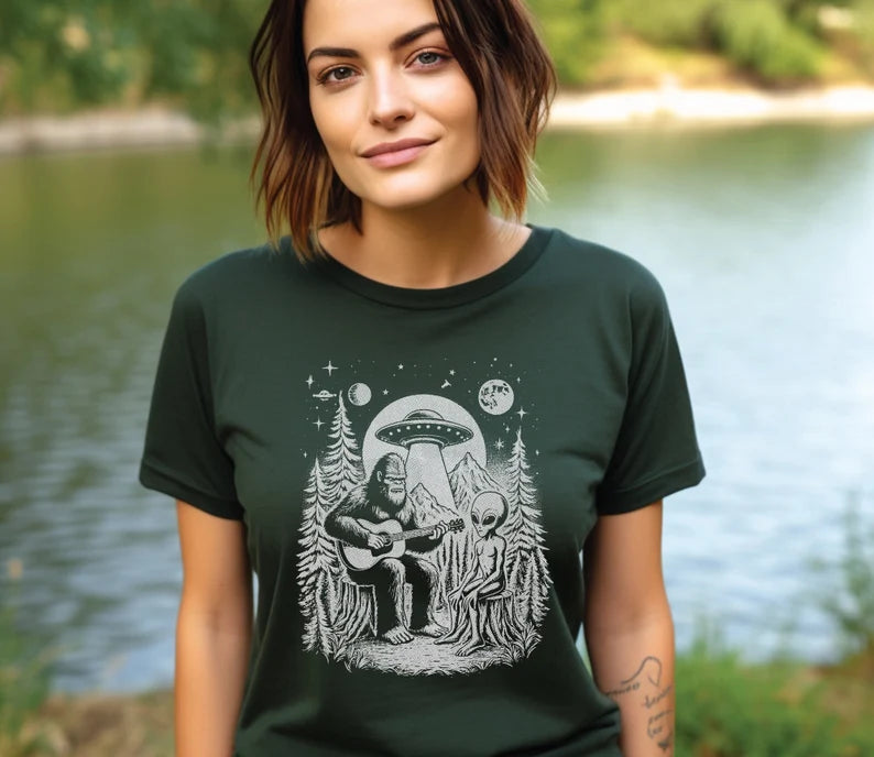 Bigfoot & Aliens T-Shirt, Funny Shirt