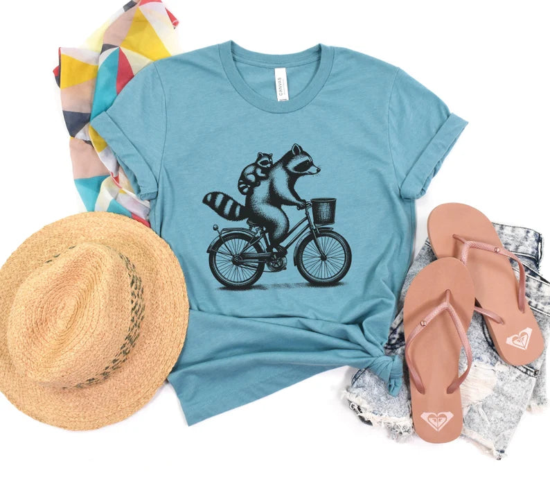 Raccoon On A Bicycle T-Shirt