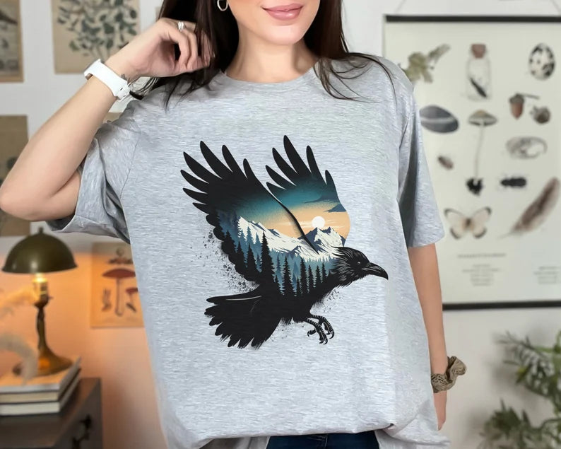 Raven Double Exposure T-Shirt