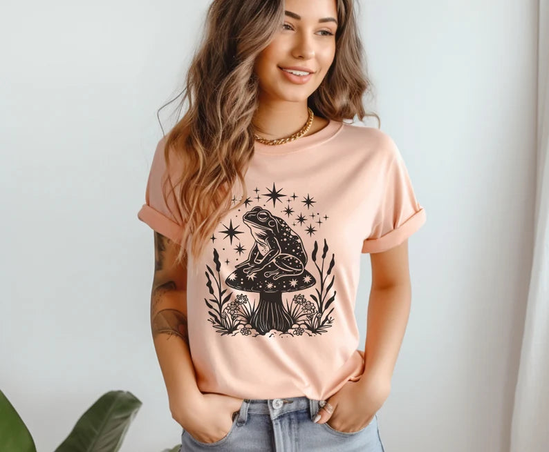 Celestial Frog & Mushroom T-Shirt