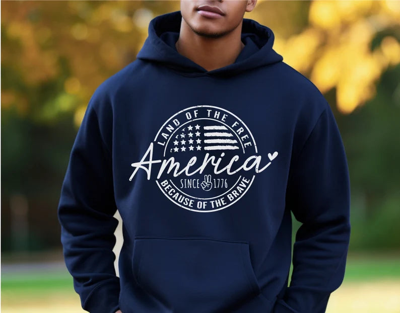America Land Of The Free Because Of The Brave - Hooded Sweatshirt