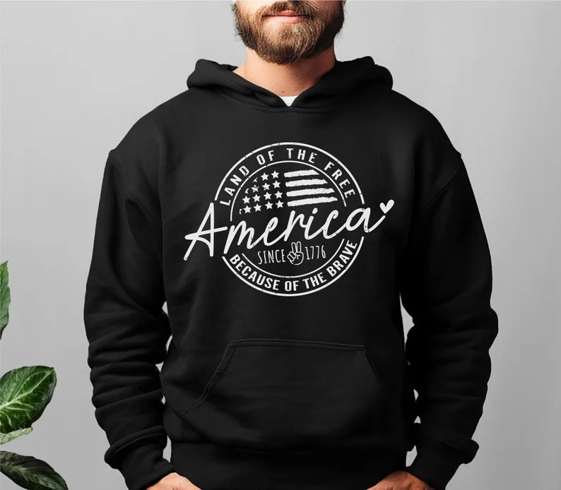 America Land Of The Free Because Of The Brave - Hooded Sweatshirt