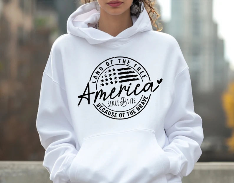 America Land Of The Free Because Of The Brave - Hooded Sweatshirt
