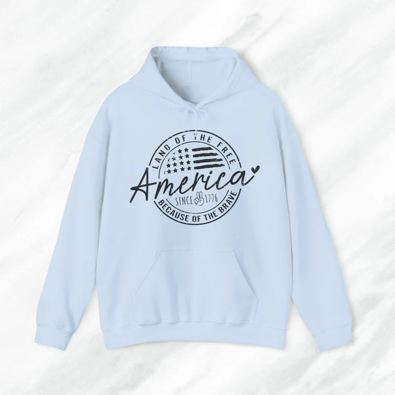 America Land Of The Free Because Of The Brave - Hooded Sweatshirt