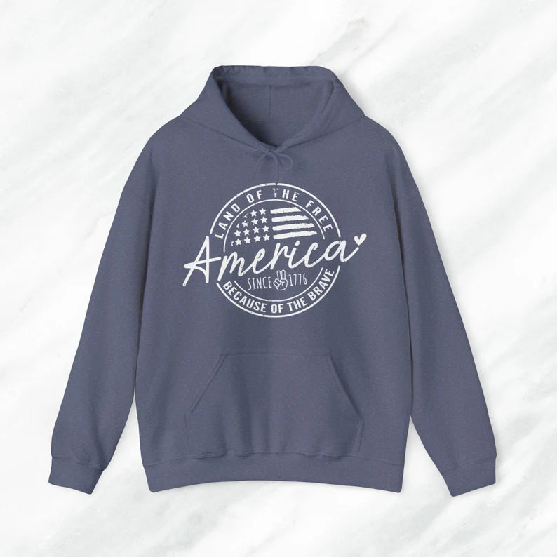 America Land Of The Free Because Of The Brave - Hooded Sweatshirt