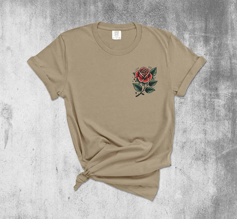 Tattoo Rose Vintage Style Shirt, Floral, Unisex, Retro Tattoo Shirt, Tattoo Top, Old School Tattoo T-Shirt