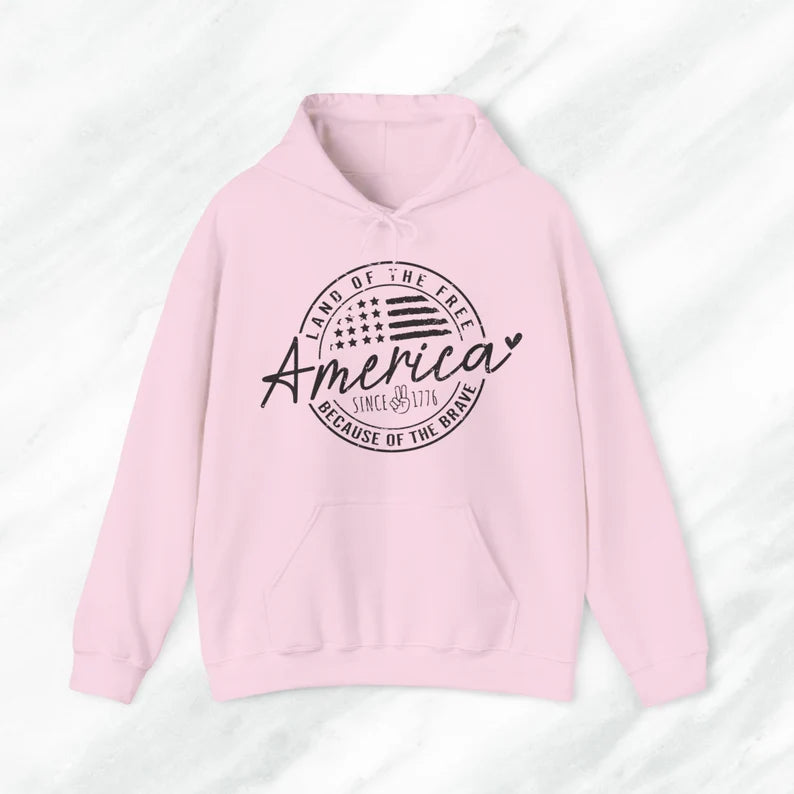 America Land Of The Free Because Of The Brave - Hooded Sweatshirt