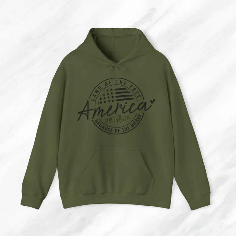 America Land Of The Free Because Of The Brave - Hooded Sweatshirt