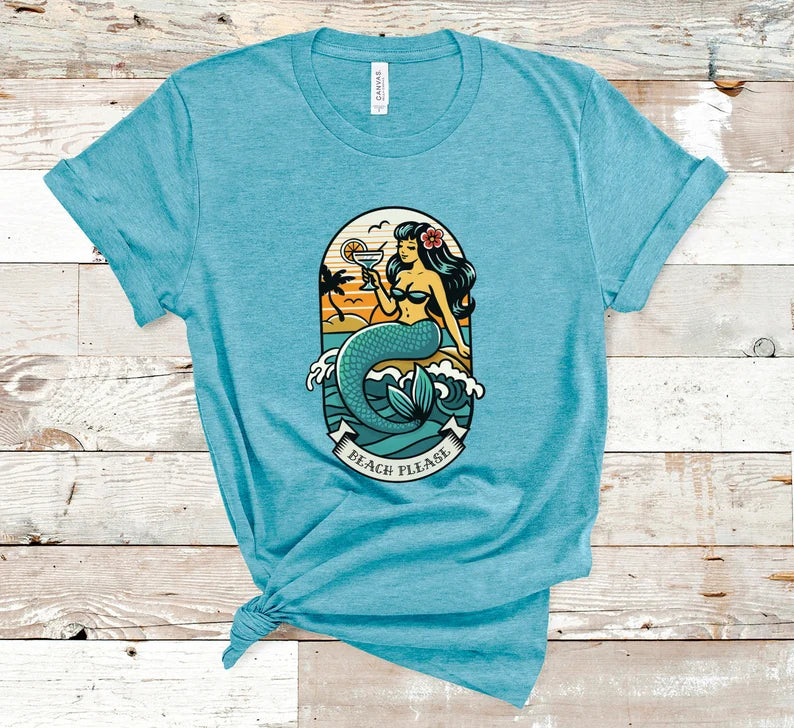 Beach Please Mermaid T-Shirt