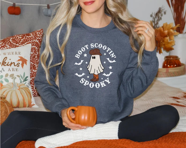 Boot Scootin Spooky Halloween Crewneck Sweatshirt