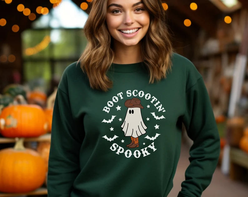 Boot Scootin Spooky Halloween Crewneck Sweatshirt