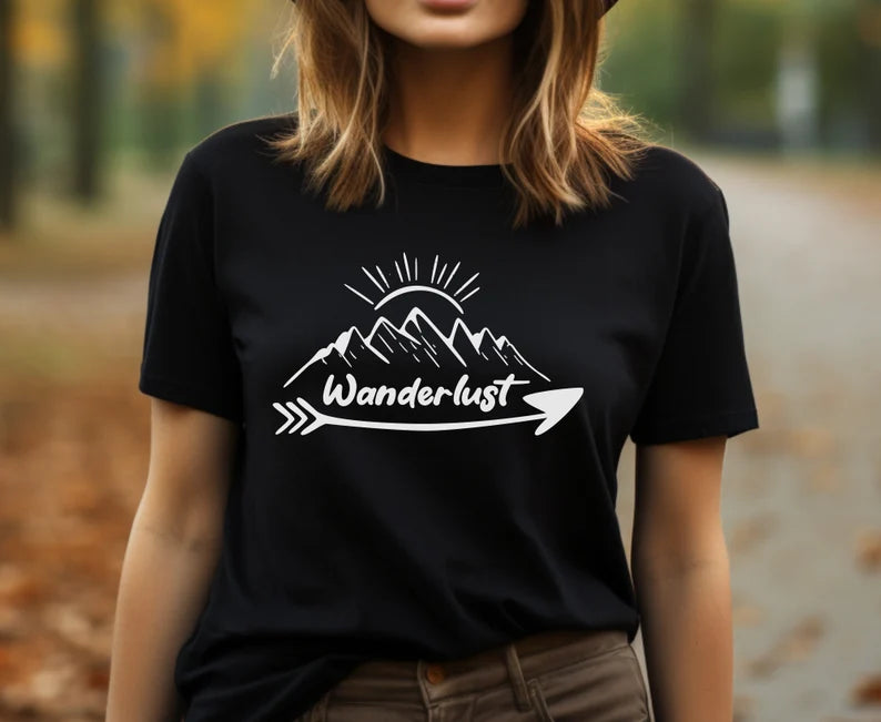 WanderLust T-Shirt , Adventure Shirt, Camping Shirts, Mountain TShirt, Hiker TShirts, Nature Lover Shirt, Camping Gift, Vacation Shirt