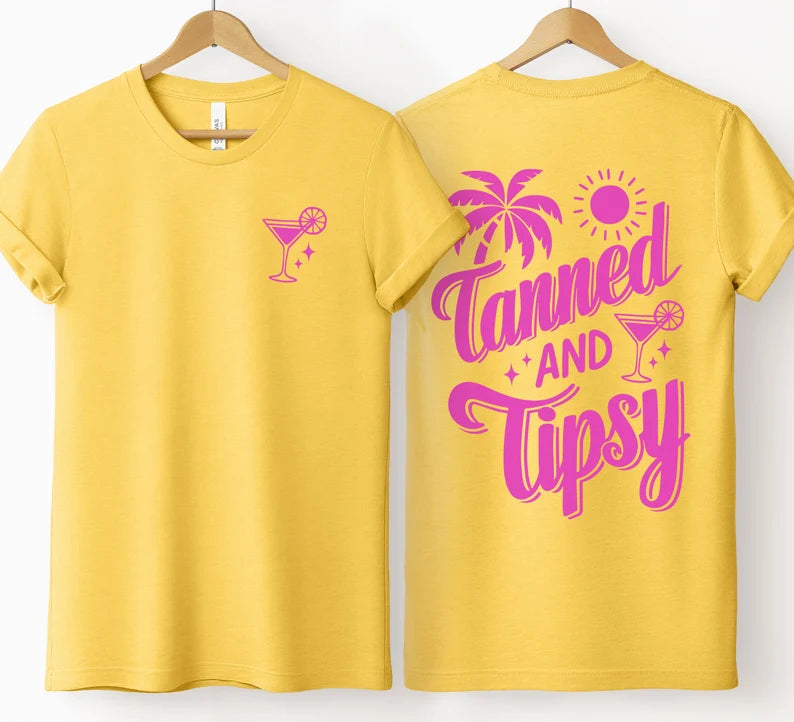 Tanned And Tipsy - T-shirt, Vacation Tee, Beach Shirt, Tropical, Drinking shirt, Summer T Shirt