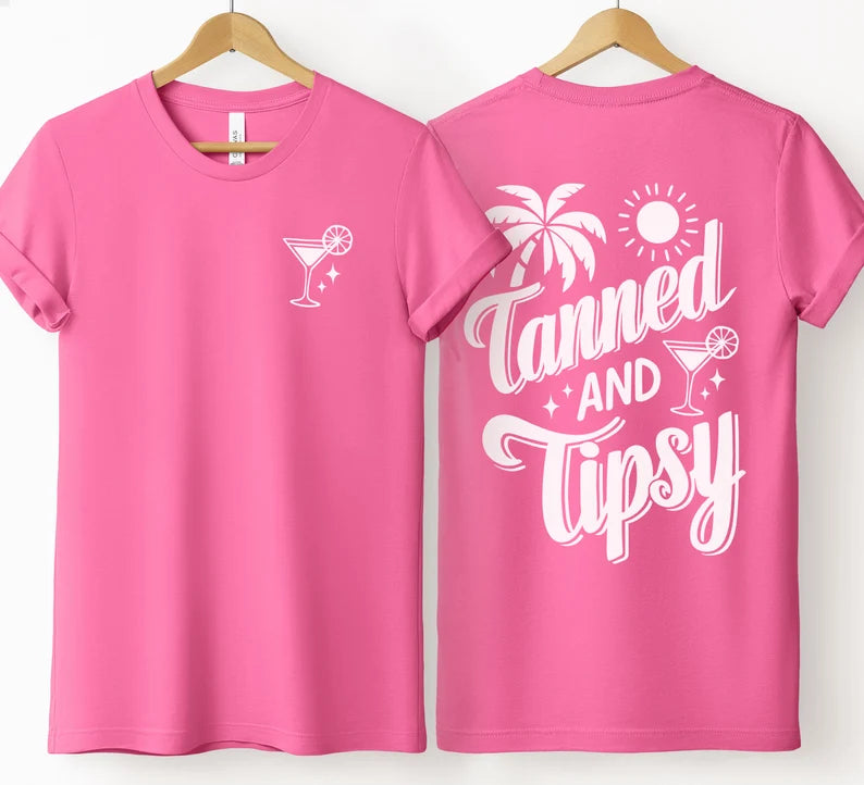 Tanned And Tipsy - T-shirt, Vacation Tee, Beach Shirt, Tropical, Drinking shirt, Summer T Shirt