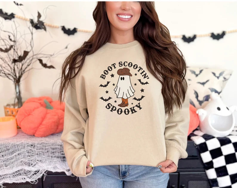Boot Scootin Spooky Halloween Crewneck Sweatshirt