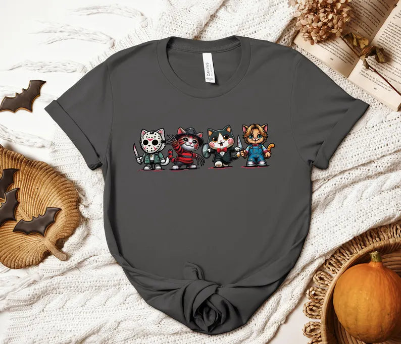Horror Movie Cats T-Shirt, Halloween, Scary Movies Shirt, Horror fan gift, Cat lover