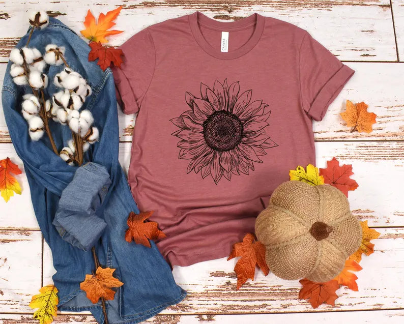 Sunflower T-Shirt, Garden Shirt, Fall Shirt