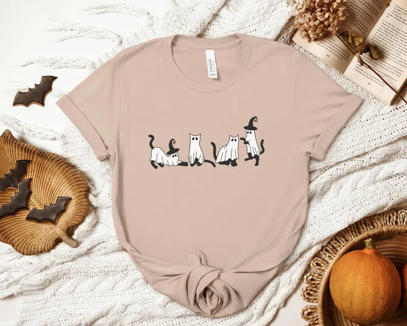 Halloween Ghost Cats T-Shirt