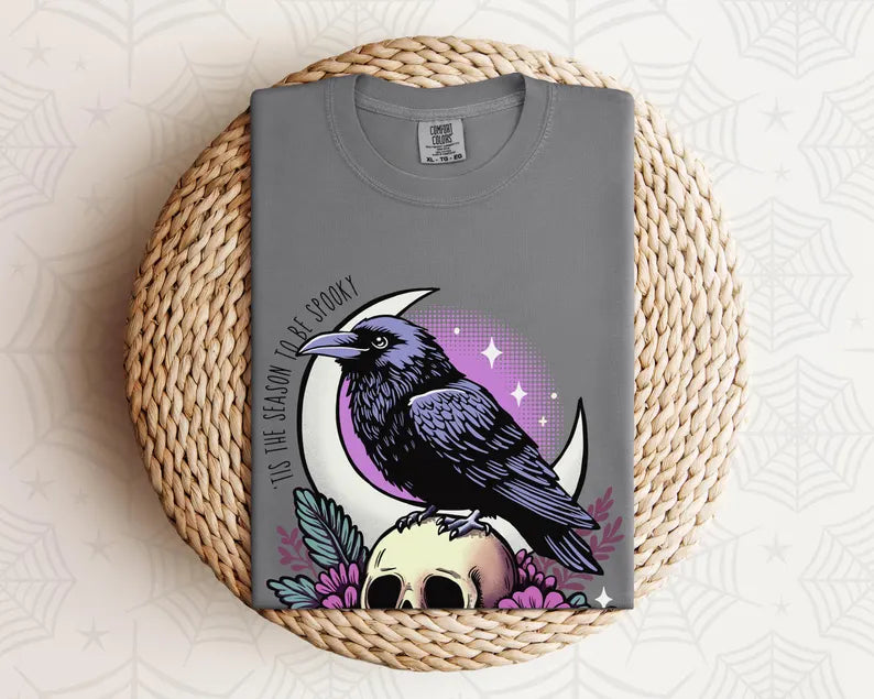 'Tis The Season To Be Spooky Crow & Skull T-Shirt