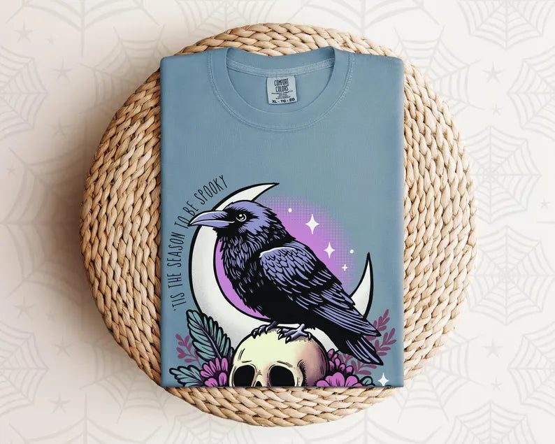 'Tis The Season To Be Spooky Crow & Skull T-Shirt