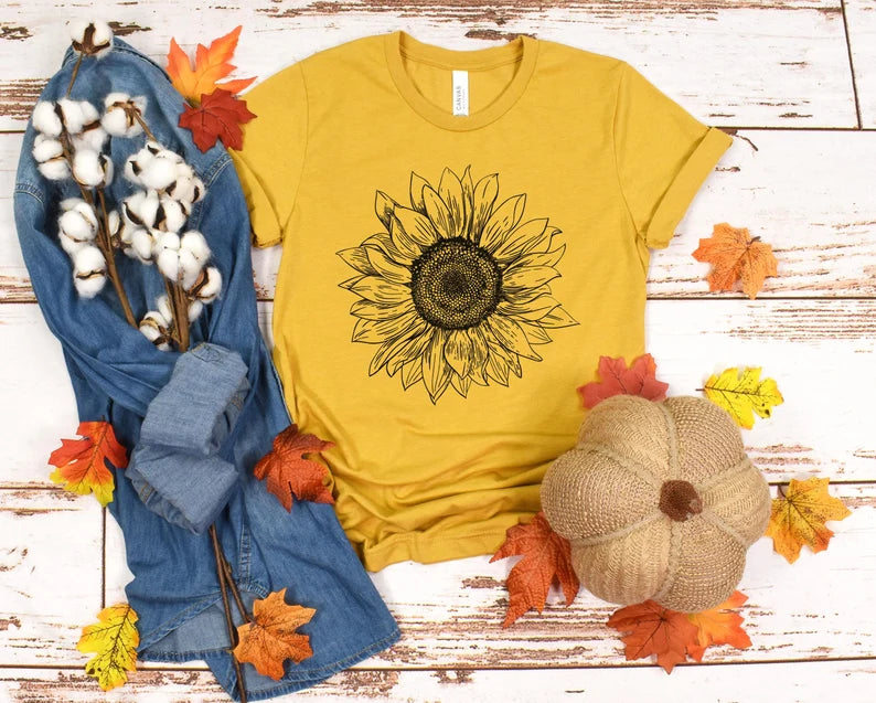Sunflower T-Shirt, Garden Shirt, Fall Shirt