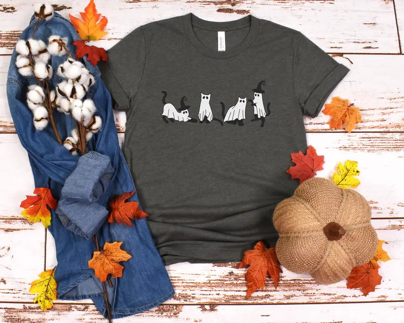Halloween Ghost Cats T-Shirt