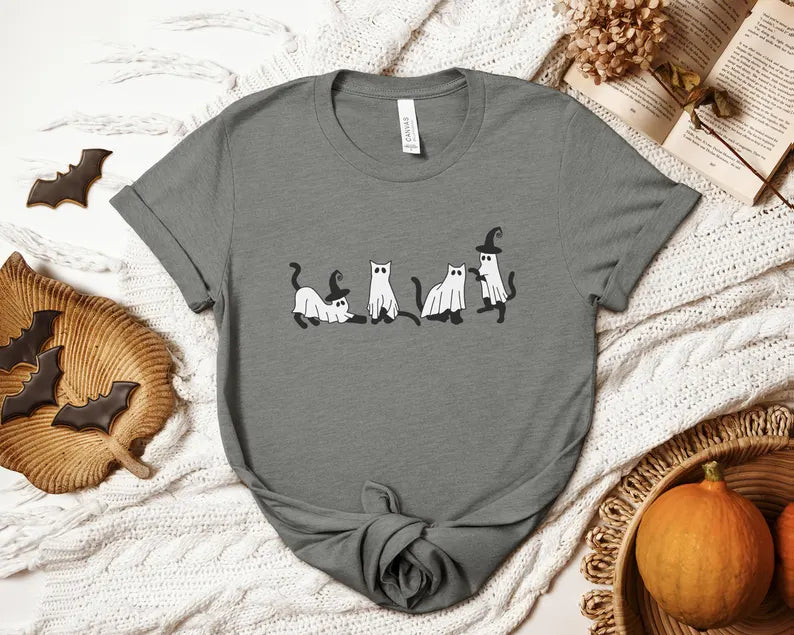 Halloween Ghost Cats T-Shirt